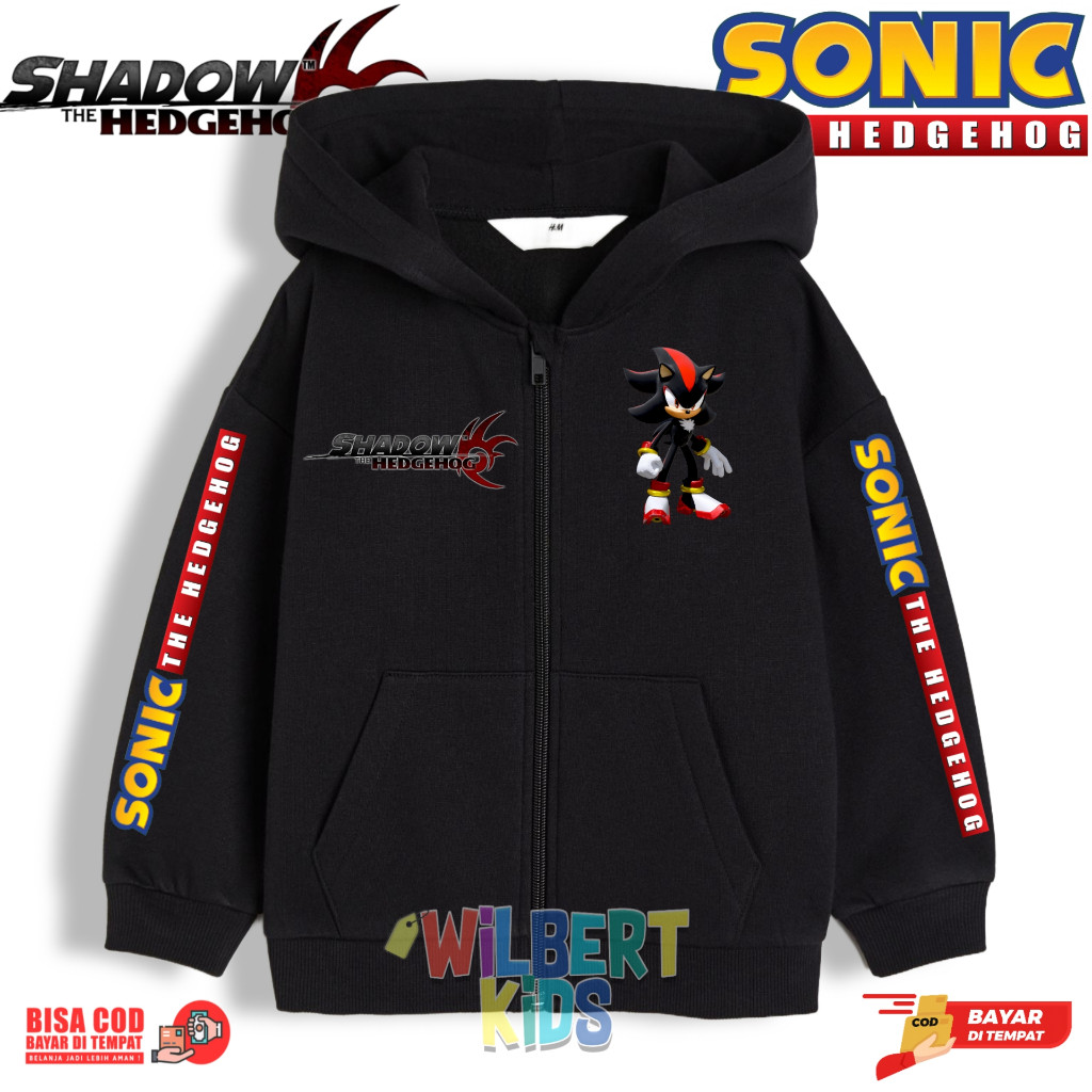 🧒 Sonic The Hedgehog Shadow เสื้อฮู้ดมีซิปสําหรับเด็ก / เสื้อแจ็คเก็ตเด็ก Shadow The Hedgehog