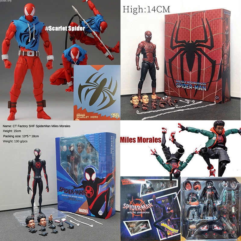CT ของเล่น Mafex 185 Scarlet Spider ตัวเลขการกระทํา Yamaguchi Spiderman Miles Morales ของเล่นคอลเลกชัน