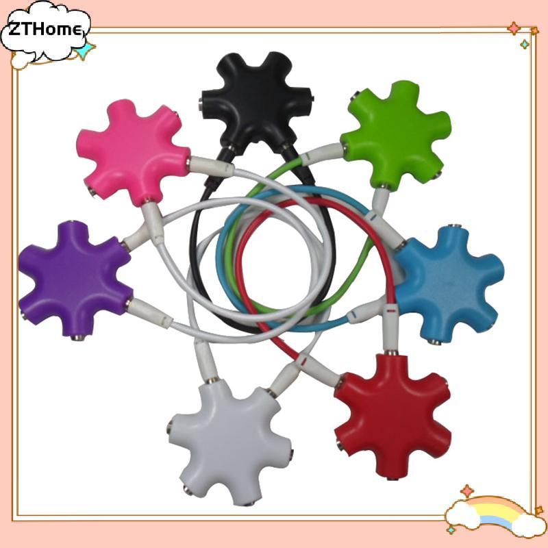 BEK 6 พอร์ตหูฟัง Aux Splitter 6 In 1 อุปกรณ์เสริมสมาร์ท Audio Aux Cable Splitter 3.5 มม.1 ชาย 5 หญิง