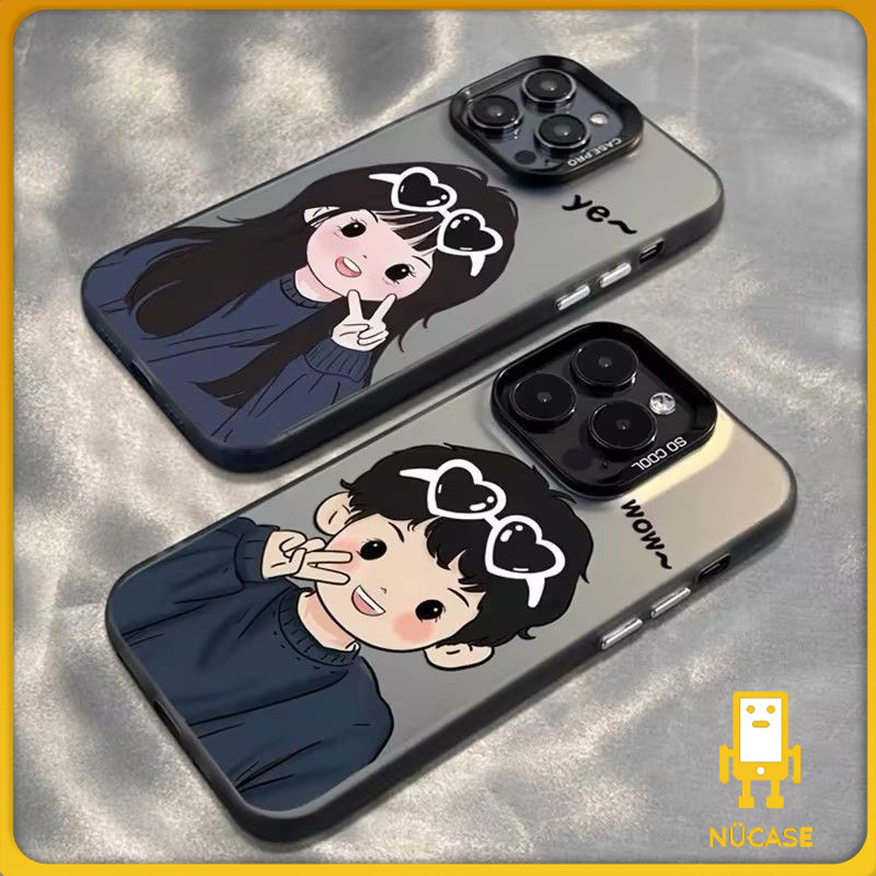 คู่รักแว่นกันแดดเด็กชายผู้หญิงเข้ากันได้เคสไอโฟน 13 11 16 7Plus 15 12 14 Pro Max XR X XS Max 16 7 14 8 Plus เคส