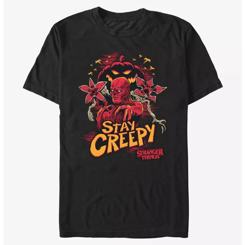 ตีทีวี ST Vecna Stay Creepy กราฟิกผ้าฝ้าย 100% เสื้อ unisex Y2k Baju-T ชายและหญิง O-คอ hadiah u