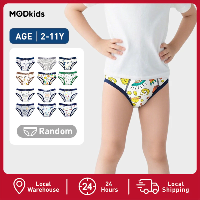 【ส่งด่วน】🚀🎁1 Pcs Kids Boys Briefs Cotton กางเกงในเด็ก ผ้าฝ้ายแท้ พิมพ์ลายสุดน่ารัก สุ่มดีไซน์ #MODKIDS