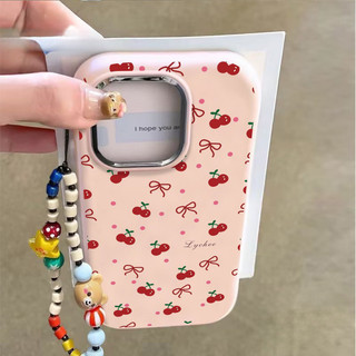 การ์ตูนเชอร์รี่สีแดงโบว์น่ารักชุบโลหะฝาครอบเลนส์ เคสไอโฟน 11 17 air 16 XS 12 14 13 15 16 Pro Max 16 7 Plus XR X SE เคส