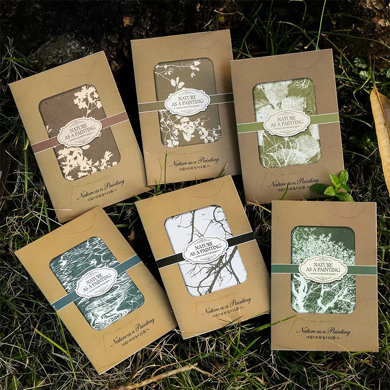 Journal GO 20 ชิ้นธรรมชาติผสมวัสดุกระดาษผ้ากอซ Scrapbooking กระดาษ DIY Junk Journal Planner Collage 