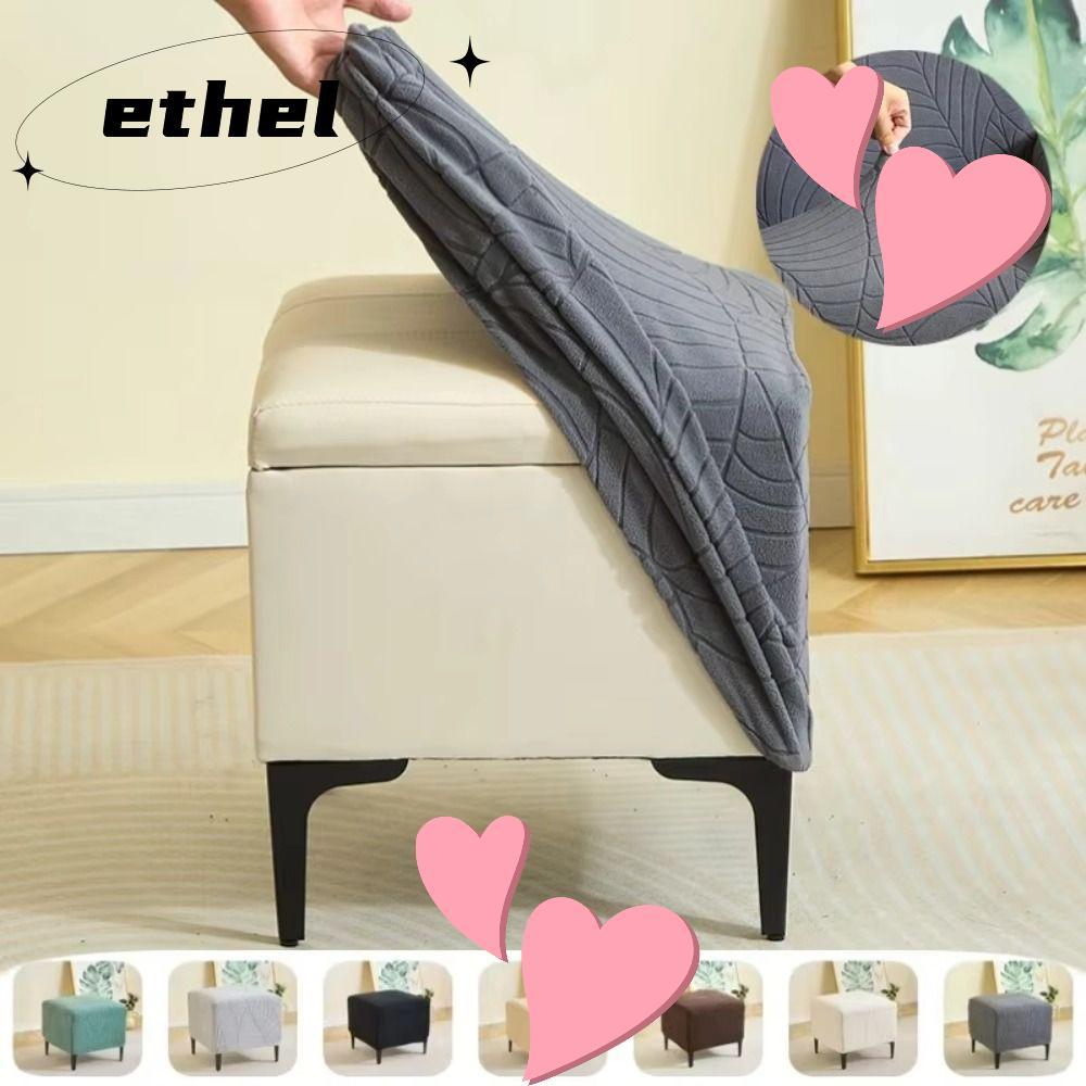 ETHEL Ottoman Cover, Jacquard Square Footrest Cover, Stretch Dust Anti-slip Chair Covers for Bedroom