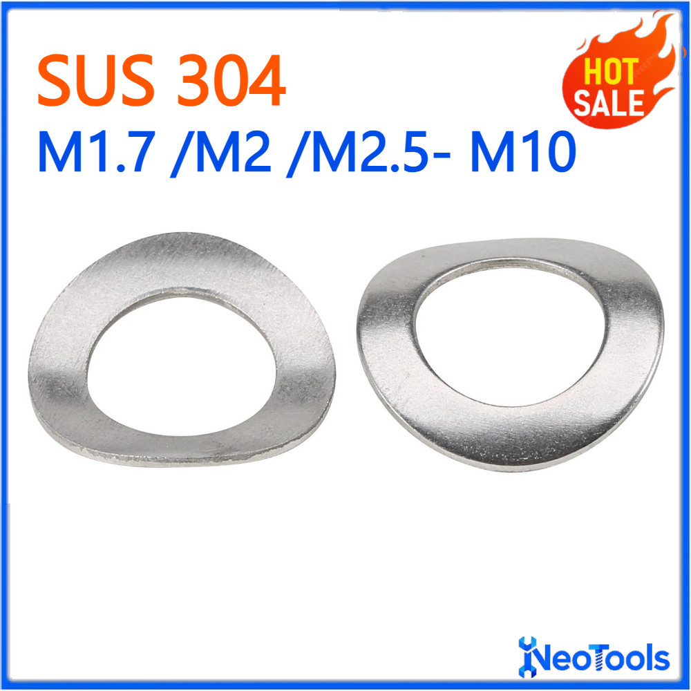 304 อานสแตนเลสเครื่องซักผ้ายืดหยุ่น GB860 Waveform อานแบนเครื่องซักผ้า M1.7 M2 M2.5 M3 M4 M5 M6 M8 M