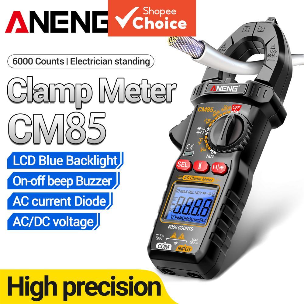 หนึ่งพีซี ANENG CM85 แคลมป์มิเตอร์, กระแสไฟ AC 600A และเครื่องทดสอบแรงดันไฟฟ้า NCV 600V พร้อมฟังก์ชั่นมัลติมิเตอร์, ตัวเก็บประจุ, ไดโอด, และเครื่องมือตรวจจับ Buzzer