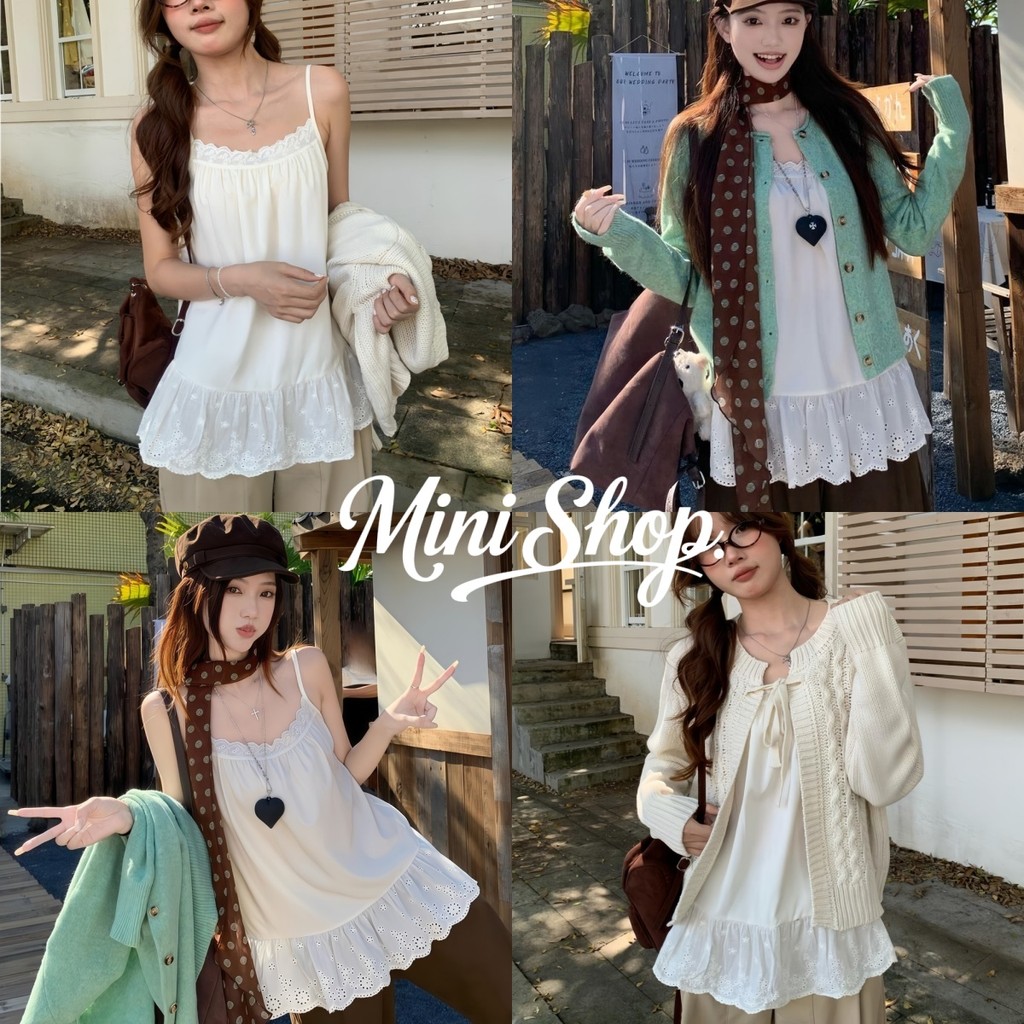 Mini shop🌸พร้อมส่ง🌸(FY3415)เสื้อสายเดี่ยว ผ้าพริ้วๆ ผ้าบาง เบาสบาย สไตล์ลำลอง สีพื้น สไตล์เกาหลี เซ็กซี่ สายเดี่ยว