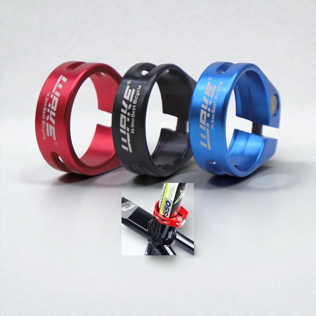 รัดหลักอาน WAKE อลูมิเนียม แบบขันน็อต ขนาด 34.9mm (สำหรับหลักอาน 30.8/30.9/31.6mm)