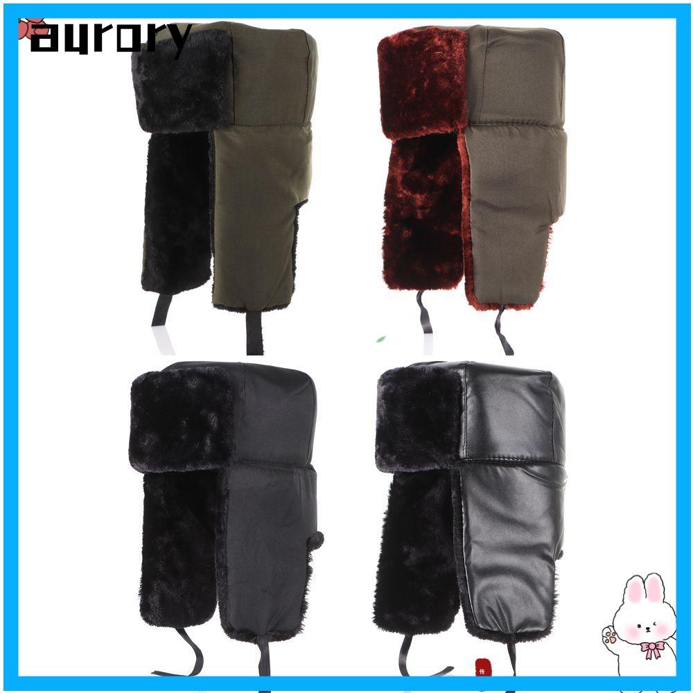 AURORY Trapper Bomber Hats Bonnet Men Earflap Fur Ski Hat