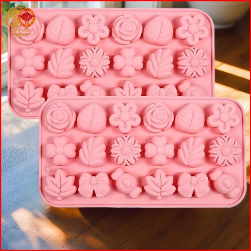 [RG1] 18 ช่อง 3D แม่พิมพ์ซิลิโคน Bow Leaf Jelly พุดดิ้งน้ําแข็งสบู่แม่พิมพ์ Fondant ช็อกโกแลตเค้กตกแ