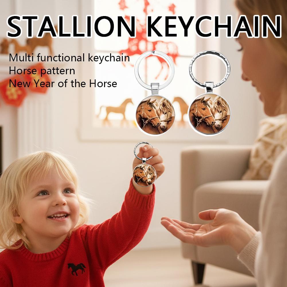 2D สองม้าหล่อรูปแบบรอบแก้วจี้แฟชั่นรูปแบบสัตว์สําหรับสวมใส่ทุกวัน O9M4