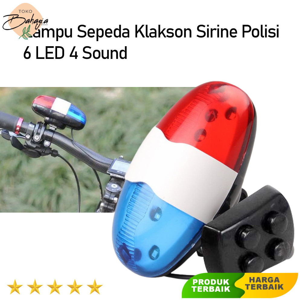 6 LED 4 Sound Police Siren Horn ไฟหน้าจักรยาน - JY-325B