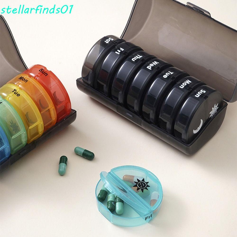 STELLARFINDS 7-Day Splitter Pill Organizer, Drug Container 14-Grid Vitamin Storage Case,พลาสติกWeek 