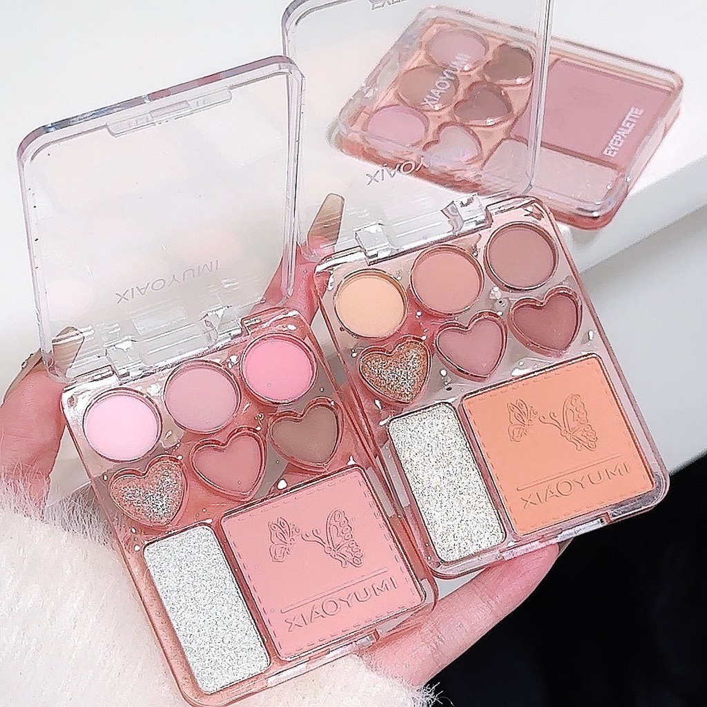 my-shop: 8 สีพาเลทอายแชโดว์ Love Eyeshadow Palette Sweetheart Blush Highlight One ธรรมชาติสามมิติกันน้ํา-Y0671