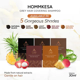 Hommkesa หอมเกศ Grey Hair Covering Shampoo 30ml หอมเกศ แชมพูปิดผมขาว