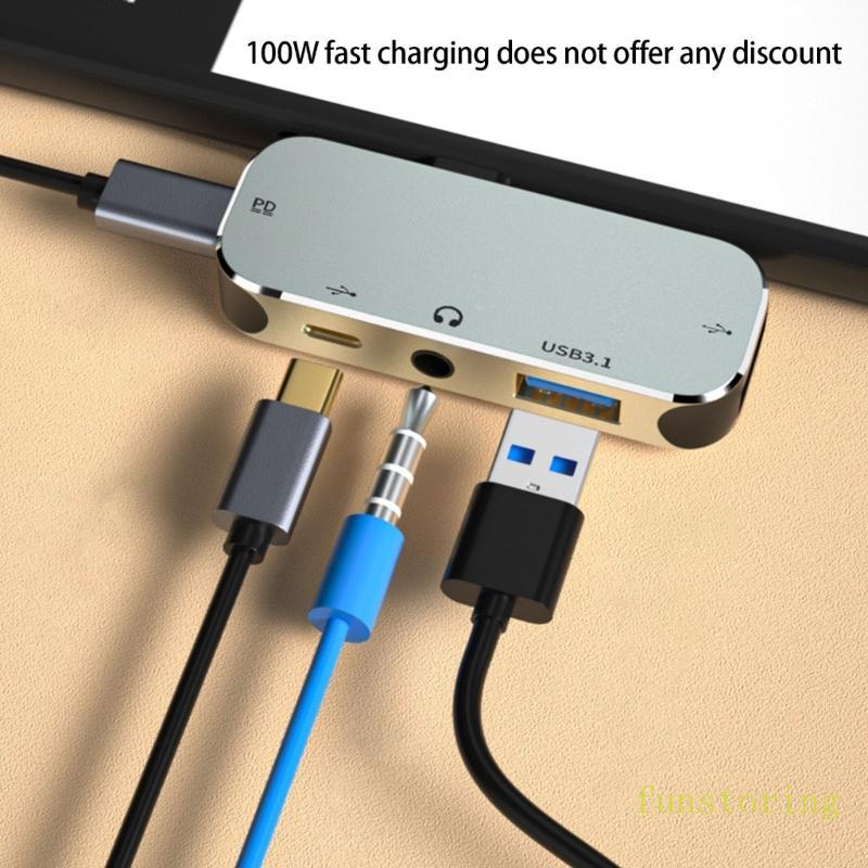 FUN Plugs Play USB3 0 Type C Hubs 4K HDTV Video Output หลายอุปกรณ์การเชื่อมต่อ