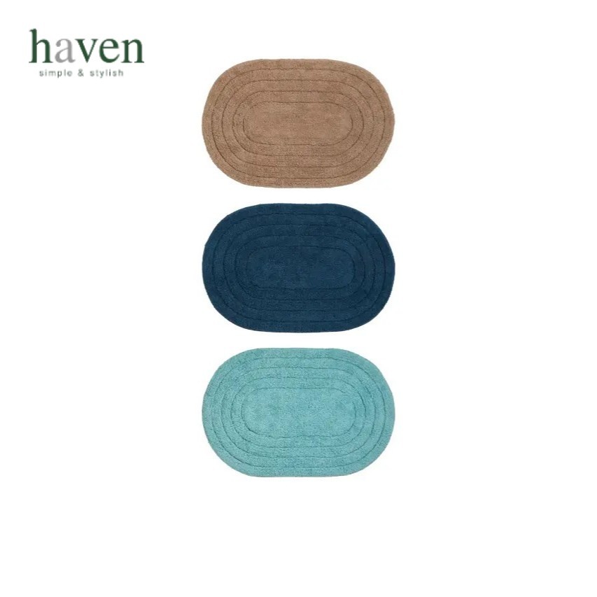 HAVEN พรมเช็ดเท้า 60x40 ซม. คอตตอน 100% นุ่ม ซับน้ำดี แห้งไว เหมาะหน้าห้องน้ำและบ้าน