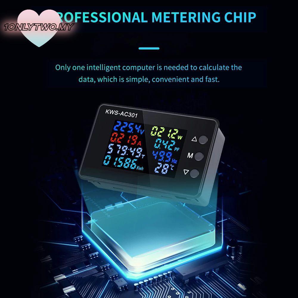 1ONLYTWO AC Wattmeter KWS-AC301 Dedicated Chip Power Detector จอแสดงผล LED Power Energy Meter