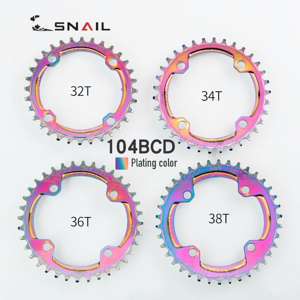 ใบจานจักรยาน สำหรับจานชั้นเดียว SNAIL Chainring 104 BCD 32T 34T 36T 38T