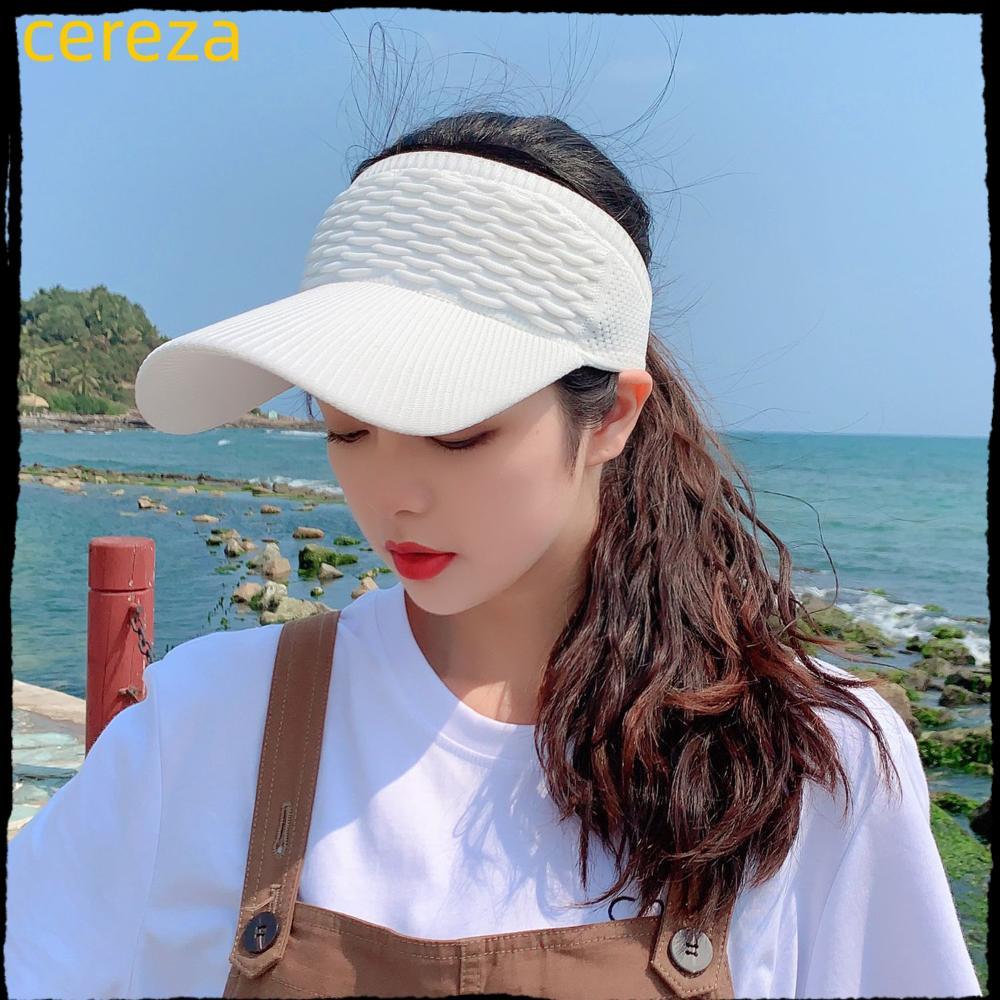 CEREZA หมวกเบสบอลผู้หญิง สำหรับฤดูร้อนและกิจกรรมกลางแจ้ง แบบ beach visor