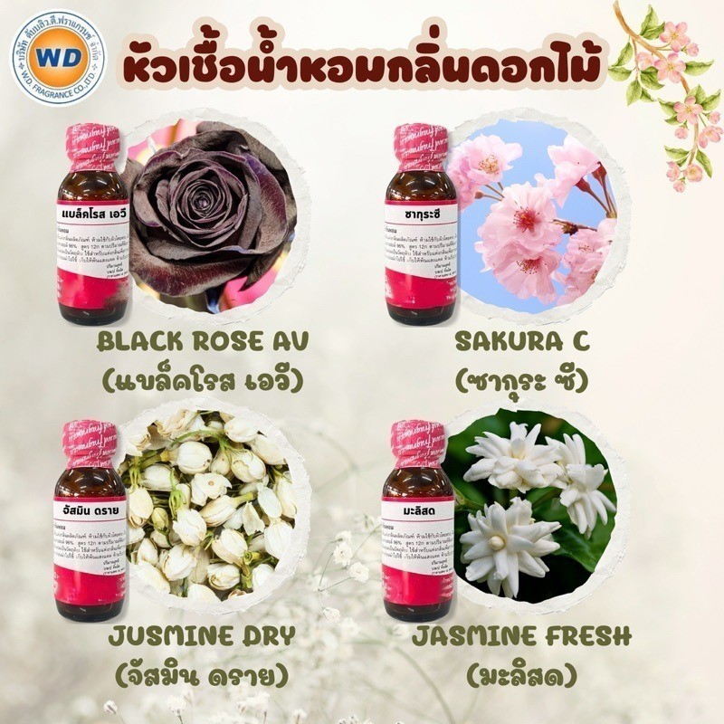 หัวเชื้อน้ำหอม กลิ่นดอกไม้ กลิ่นหอมละมุน ติดทน เข้มข้นสูง สินค้าคุณภาพดี พร้อมส่ง