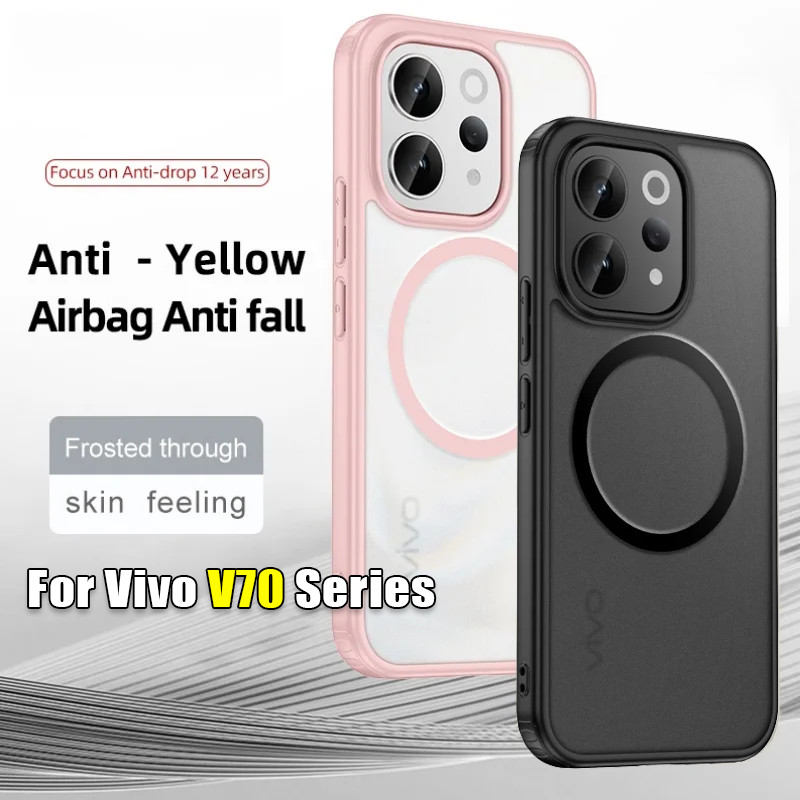 ปลอกแม่เหล็กสําหรับVivo V70 VivoV70 V70Elite V 70 Elite 5G Anti-Scratchโปร่งใสFrosted Clearเคสโทรศัพท์กันกระแทกป้องกันพลาสติกแข็งป้องกันลายนิ้วมือปกหลัง