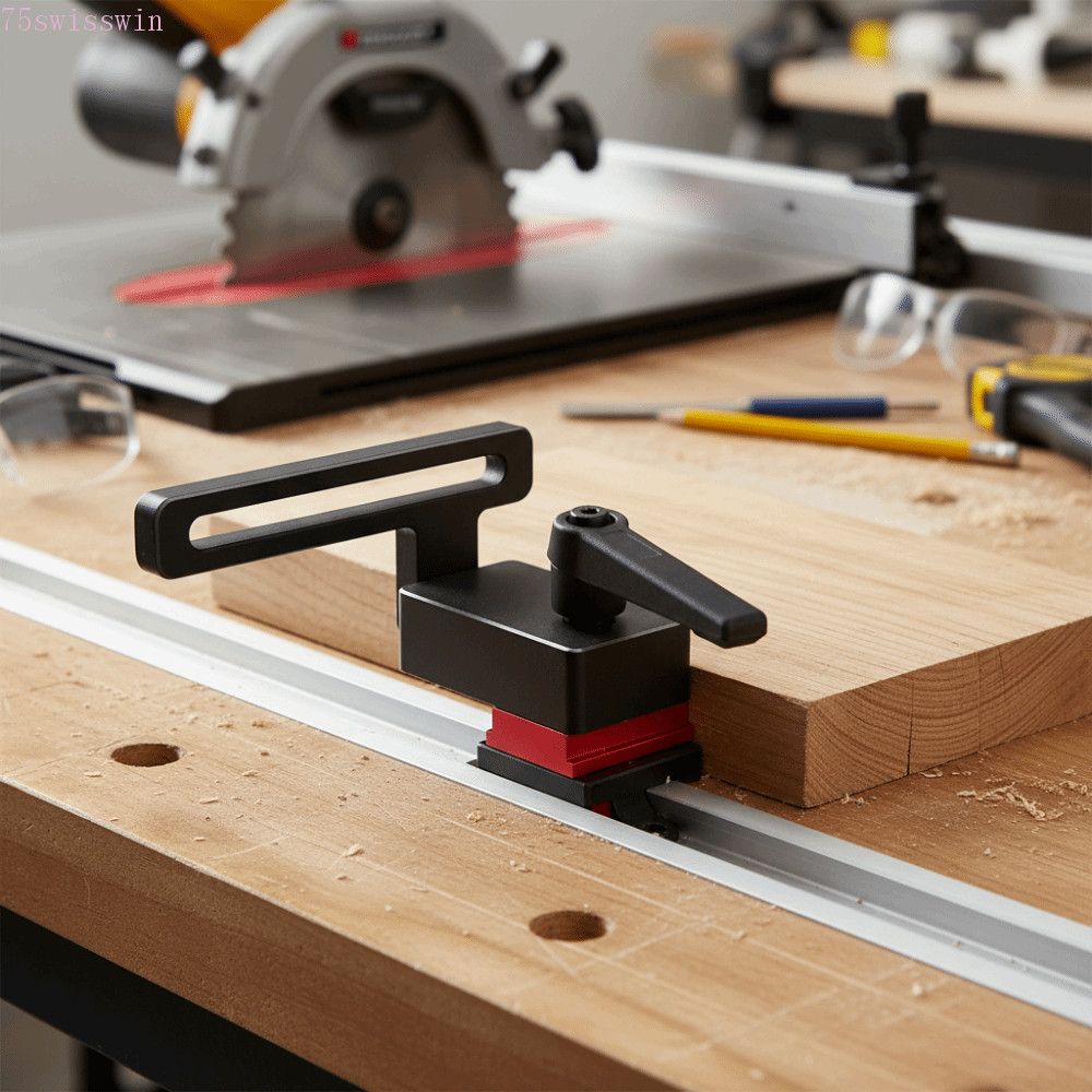 SWISSWIN Miter Track Stop, กลไกล็อคก่อสร้างโลหะผสมอลูมิเนียม T Track Stop Block, Precision Jig Stop 