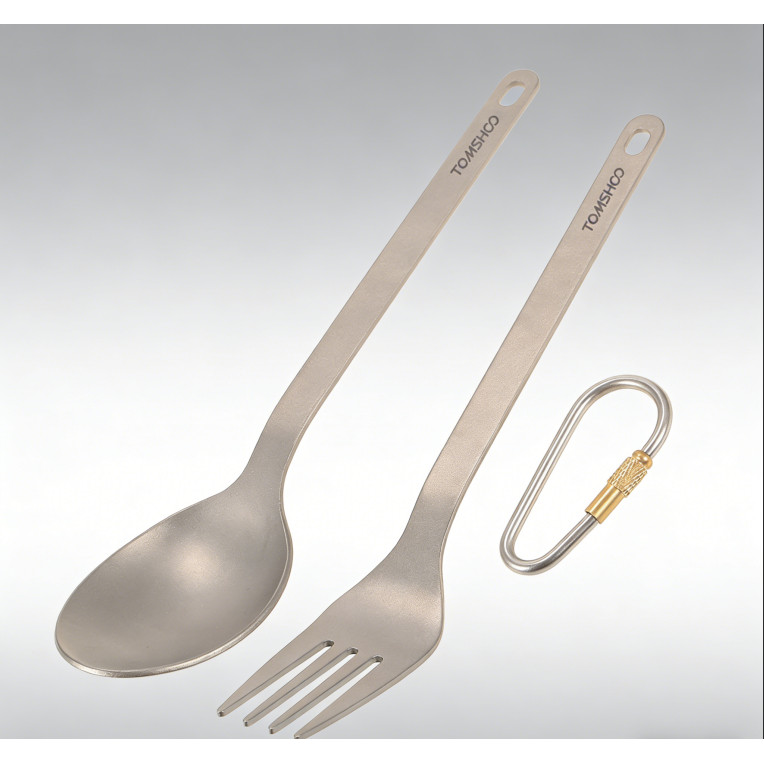 [Hot Sale]TOMSHOO Titanium Tableware Dinner Frok ช้อนชุดช้อนส้อม Flatware พร้อม Carabiner Storage Sack สําหรับบ้านกลางแจ้ง Camping