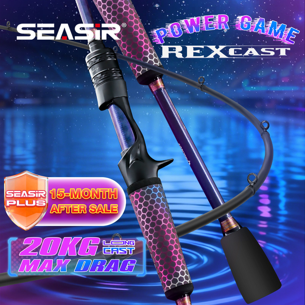 Seasir Rexcast 20KG ลากสูงสุด 15 เดือนรับประกันเบ็ดตกปลายาวคาร์บอนไฟเบอร์ Zirconia ท่องเที่ยวแหวน 1.65M-2.43M น้ําหนักล่อ 4-25g ระยะทางโยน Rod ML/M/MH Spining & Casting