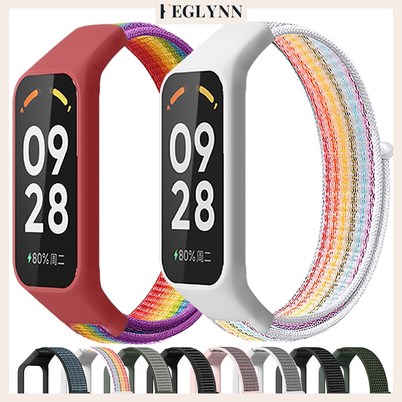 สายซิลิโคนไนลอน for Mi Band 8 Active สาย ฝาครอบกันชนฟิล์มป้องกันหน้าจอ for Smartwatch Redmi Band 2