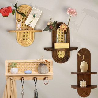 COD ชั้นไม้ติดผนัง ชั้นวางของติดผนังสไตล์โบฮีเมียน ชั้นไม้ลอ…