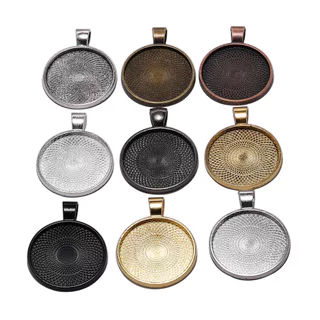 10ชิ้น ฐานจี้วินเทจ 20-30มม มีลายสวยงาม สำหรับใส่หินแก้ว (Cabochon) อะไหล่ DIY ทำสร้อยคอและพวงกุญแจ