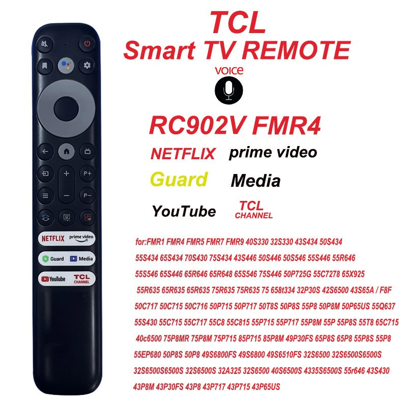 ของแท้ คำสั่งเสียง Remote รีโมททีวี TCL LCD Smart 4K UHD TV รีโมท RC902V FMR1 FMR4 FMR5 FMR7 FMR9 65