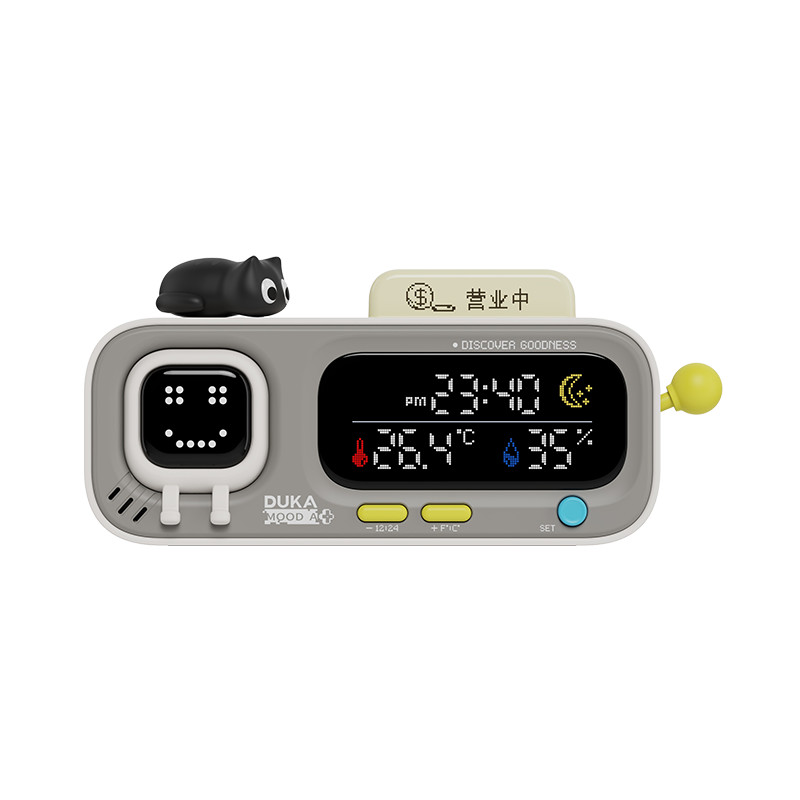 DUKE MOODA TH2 สมาร์ทอุณหภูมิและความชื้นนาฬิกาเซ็นเซอร์ไฟฟ้าดิจิตอลไฮโกรมิเตอร์สถานีอากาศสมาร์ทสนุกเตือน CN