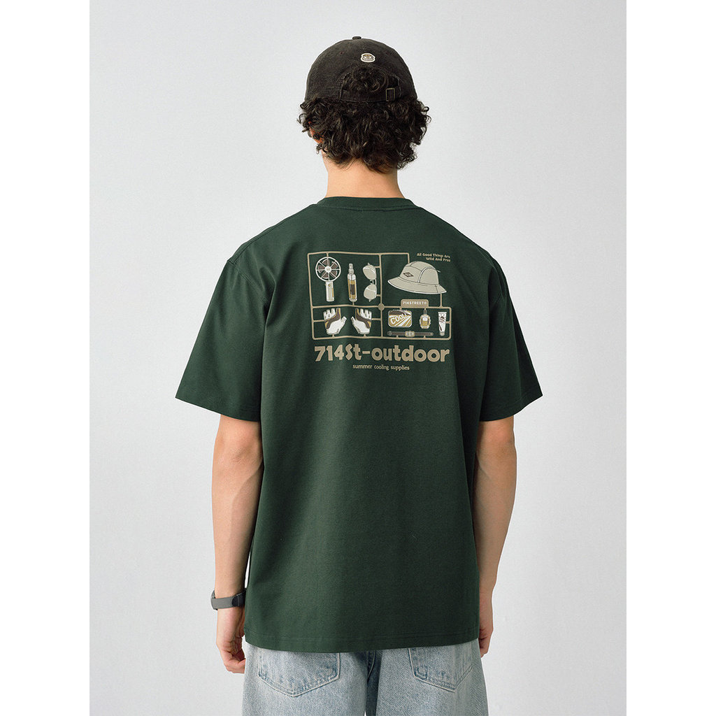 714street Outdoor Equipment เสื้อยืดแขนสั้นพิมพ์ลายสําหรับคู่รัก