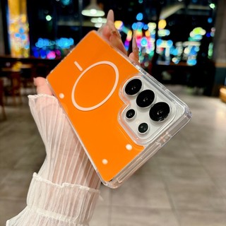 Slim Circle Light เคสโทรศัพท์แม่เหล็กหรูหราสําหรับ Samsung S26 Ultra S26 Plus S25 Series S24 Series Minimalist ฝาครอบป้องกัน