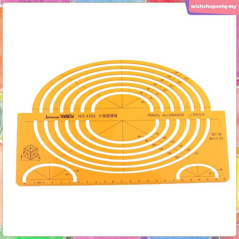 [WishshopeelqMY] พลาสติกขนาดใหญ่ ISOMETRIC ELLIPSE DRAWING STERCENTS MATH RULER CRAFT สีเหลือง 4352