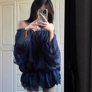 NOVA-ชีฟอง เสื้อสุภาพสตรี คอปก สีทึบ ผูกขึ้น ประเภทรุ่นหลวม หวาน ความสง่างาม แฟชั่นฤดูร้อน