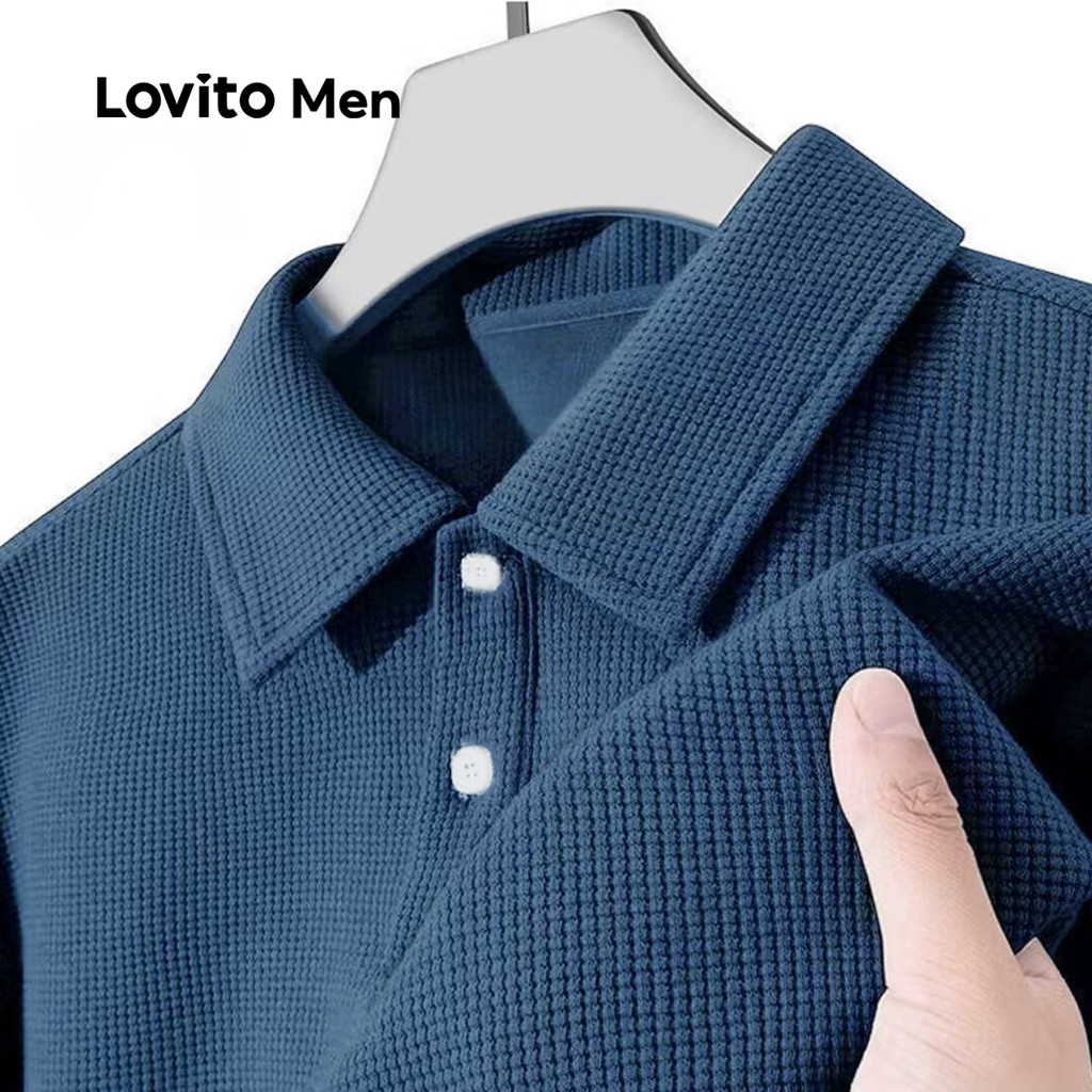 Lovito Men เสื้อโปโลลำลอง แขนสั้น ฤดูใบไม้ผลิ/ฤดูร้อน สีน้ำตาล สำหรับผู้ชาย LNE122049 ราคา ถูกที่สุด ดีลบีเคเค แกลเลอรีภาพที่ 3