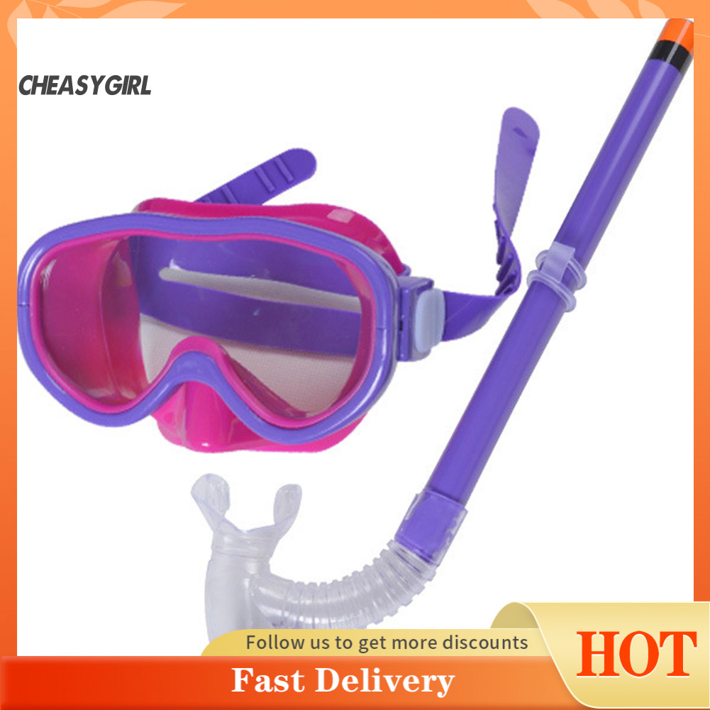 Che Kids Dive Swimming Snorkel Tube Clear Vision Anti-Fog Scuba Goggles