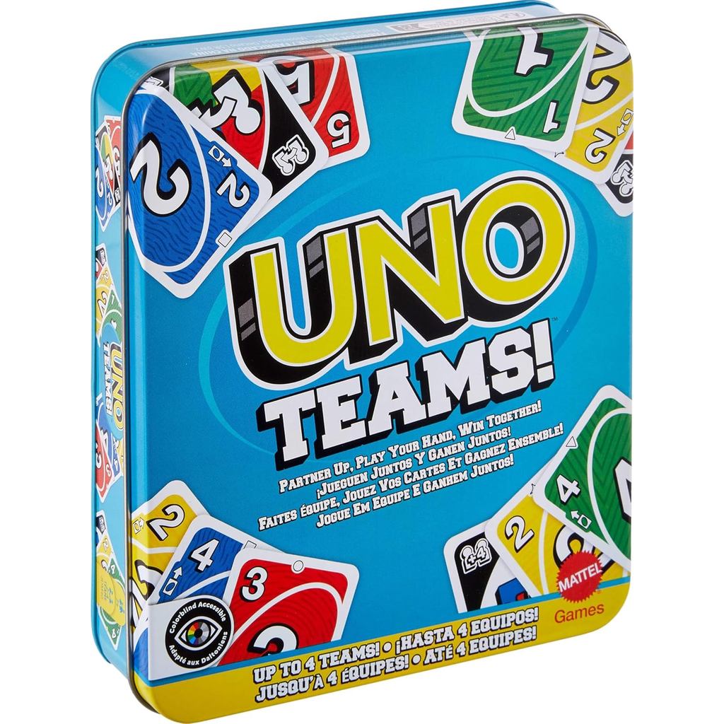 Mattel Games UNO Teams การ์ดเกมสําหรับเด็ก, s & Family Night, ปาร์ตี้และการเดินทางด้วยกฎพิเศษ (พิเศษ
