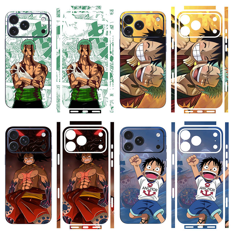 อะนิเมะ One Piece Matte โทรศัพท์สติกเกอร์ผิวสําหรับ iPhone 12 13 14 15 16 17 Pro Max