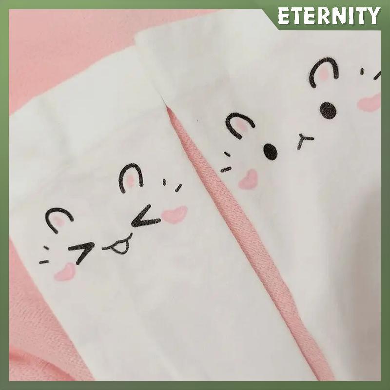ETERNITY Kawaii Cat Pawต้นขาSosสีขาวพิมพ์ยาวSos JK Harajuku Expressionกว่าเข่าต้นขาสูงStoingsคอสเพลย