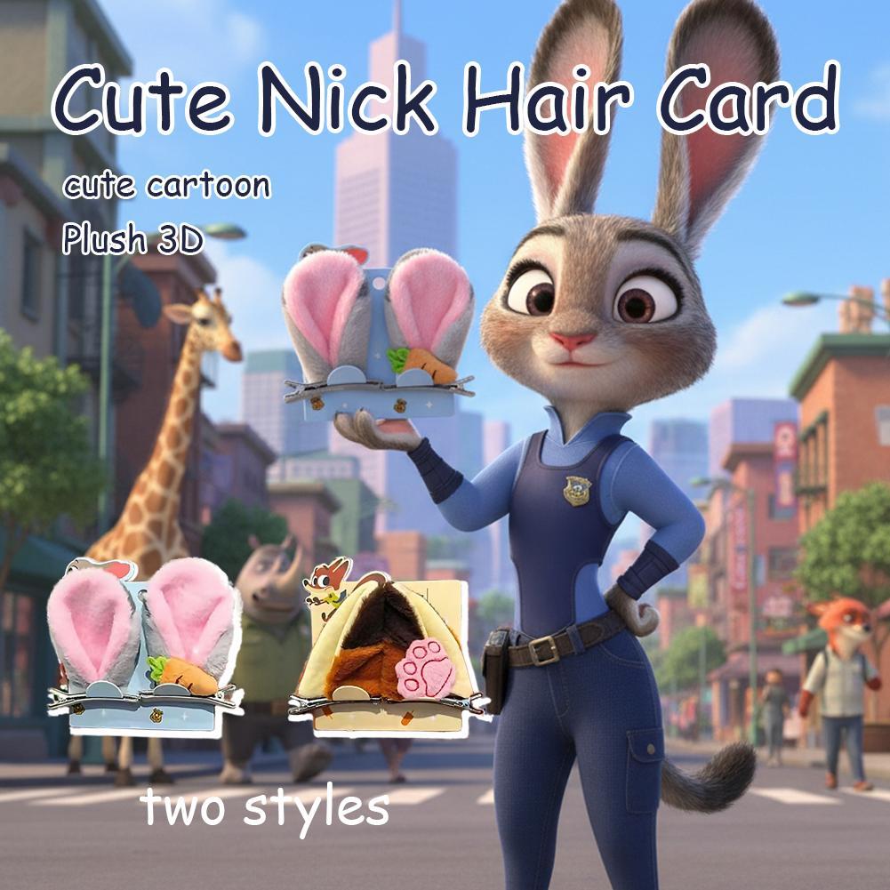 Zootopia 2 การ์ตูน Judy Nick สัตว์กิ๊บติดผมตุ๊กตาน่ารักหู Headwear อุปกรณ์เสริมกระต่ายผม W4d2