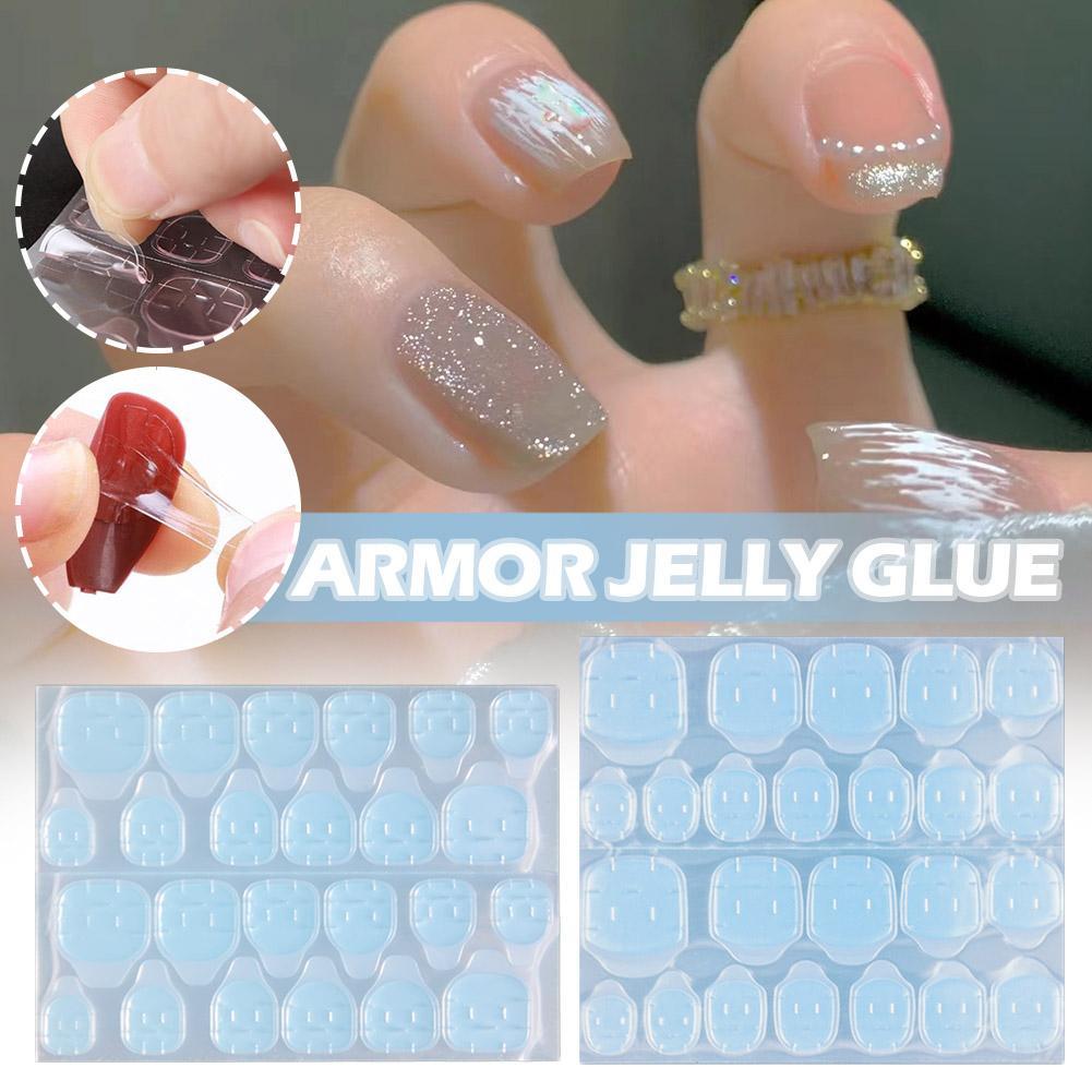 Double Side Jelly Nail กาวกาวสติกเกอร์เทปกันน้ําสําหรับเล็บมือเล็บปลอม Toe Tips Q8u8