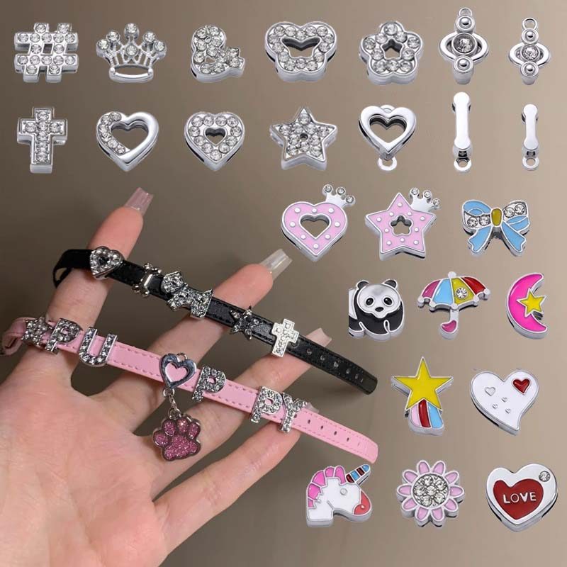 St.kunkka สร้อยข้อมือสายหนัง จี้เพชร DIY ตัวการ์ตูน แพนด้า หัวใจ สายรัด DIY สำหรับปลอกคอสัตว์เลี้ยง 1 ชิ้น – โปรปัง