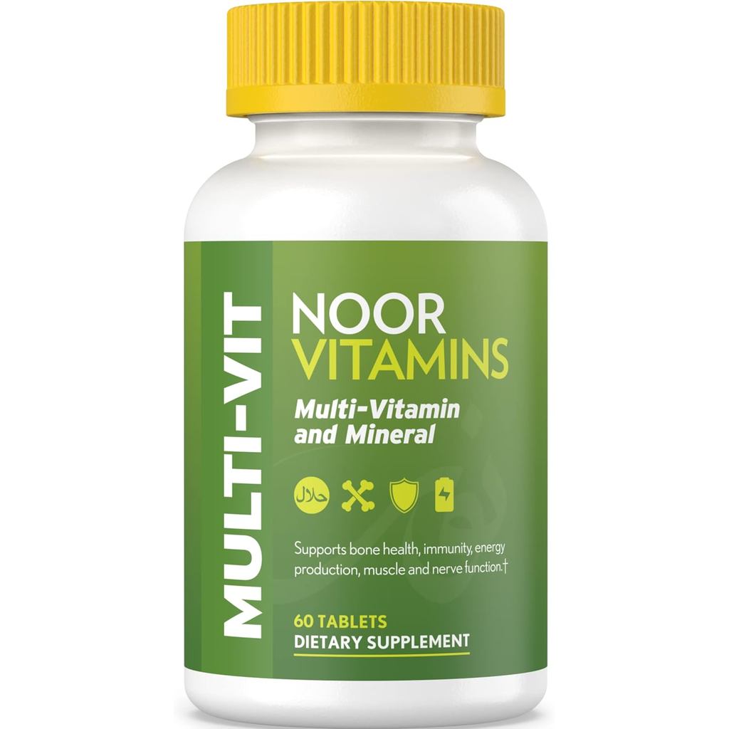 Noor Vitamins Halal Vitamins, Daily Multivitamin, Halal Vitamin for Women and Men, 30 Vitamins & Min