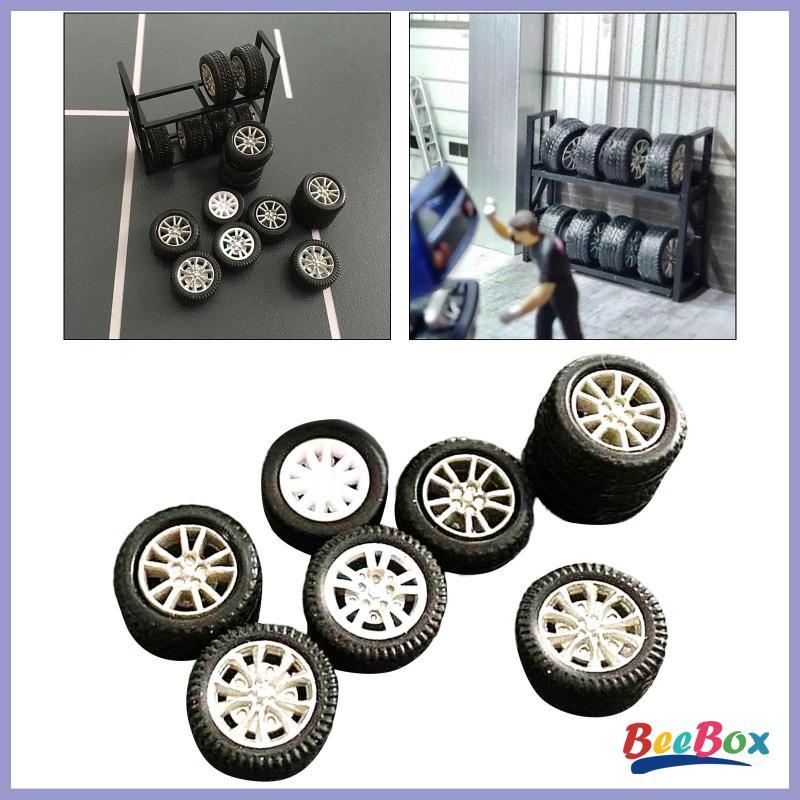 [Szgqmyyx2] RC ล้อและชุดยางเรซินสีดําอะไหล่สําหรับ Diy Rc Car Kit รถของเล่น 1/64 Scale