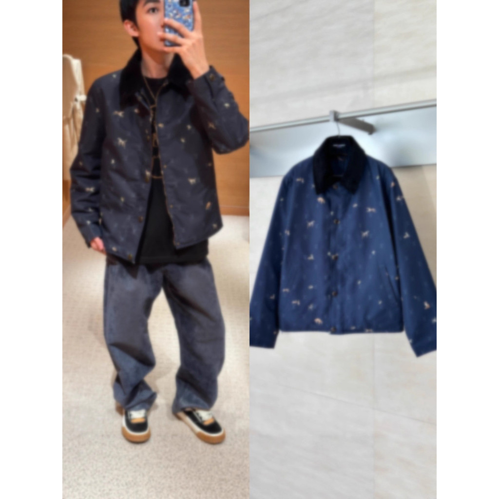 ZUES 1v Animal print corduroy lapel jacket, unisex